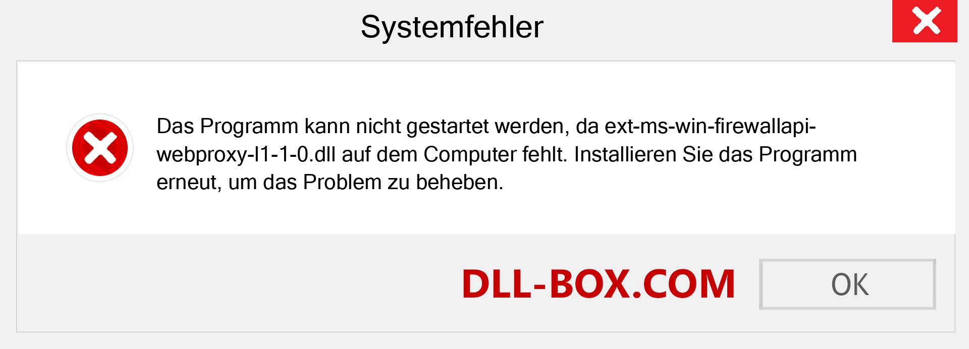 ext-ms-win-firewallapi-webproxy-l1-1-0.dll-Datei fehlt?. Download für Windows 7, 8, 10 - Fix ext-ms-win-firewallapi-webproxy-l1-1-0 dll Missing Error unter Windows, Fotos, Bildern